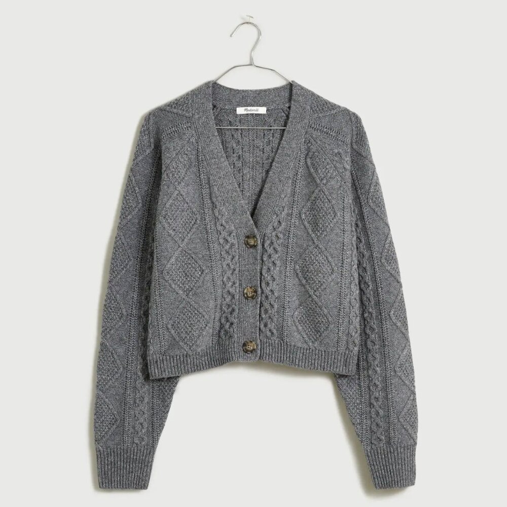 Cable-Knit Cropped Cardigan